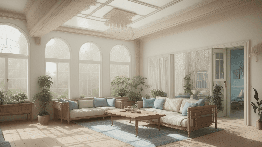 AI generated: High resolution photography interior design, dreamy sunken living room conversation pit, wooden floo...