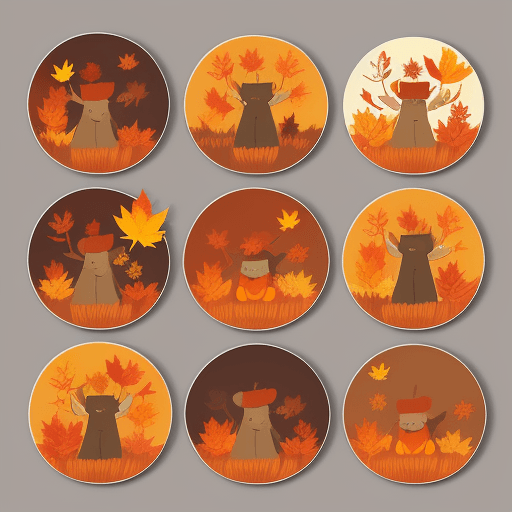 AI generated: an autumn themed sticker set, —ar 2:3