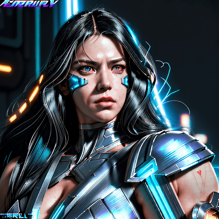 AI generated: a cyberpunk retrowave strong superhero portrait, with Extraordinary Powers, super speed, powerful, m...