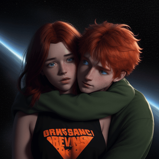 AI generated: a couple of boyfriends, the girl is red-haired with green eyes and the boy is a little dark-skinned ...
