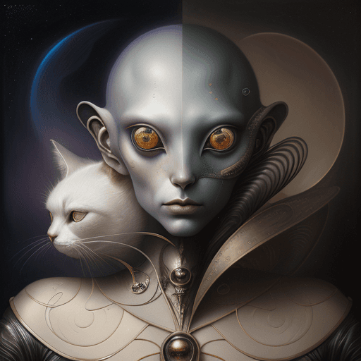 AI generated: futurism, portrait of a surreal bizarro alien creature, by Tom Bagshaw Agostino Arrivabene, extremel...