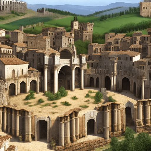 AI generated: Hyper realistic High resolution photography The Roman City of Garalos in Medieval Times