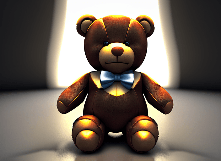 AI generated: 3d smiling teddy bear that doesn't have a bow tie. Full body. Facing the front with open arms.



