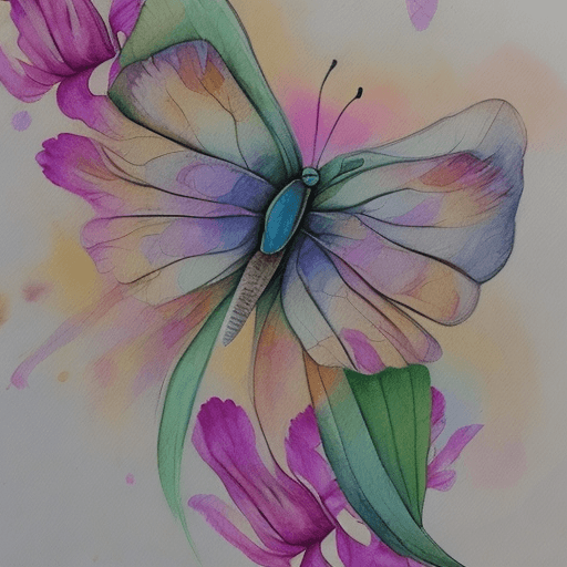 AI generated: Watercolor drawing, delicate, floral, subtle, a harmonious color scheme, butterfly is to be included...