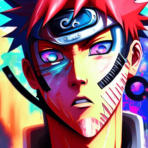AI generated: A upscale realistic life naruto uzumaki, bright paint on face, bokeh digital painting, dreamy colorf...
