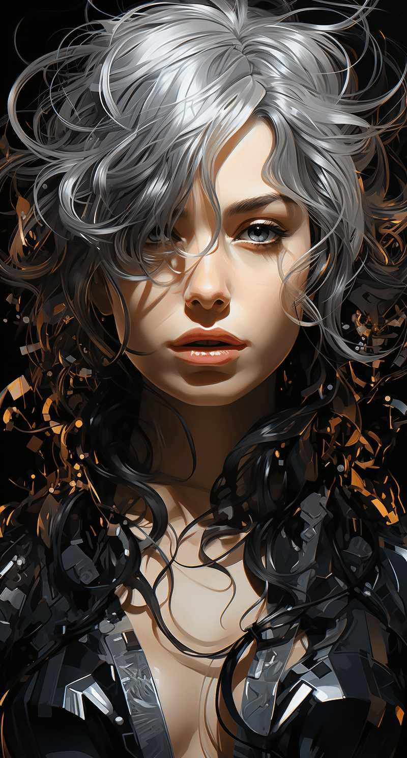 AI generated: black witch character picture by angelo, in the style of tristan eaton, light silver and light brown...