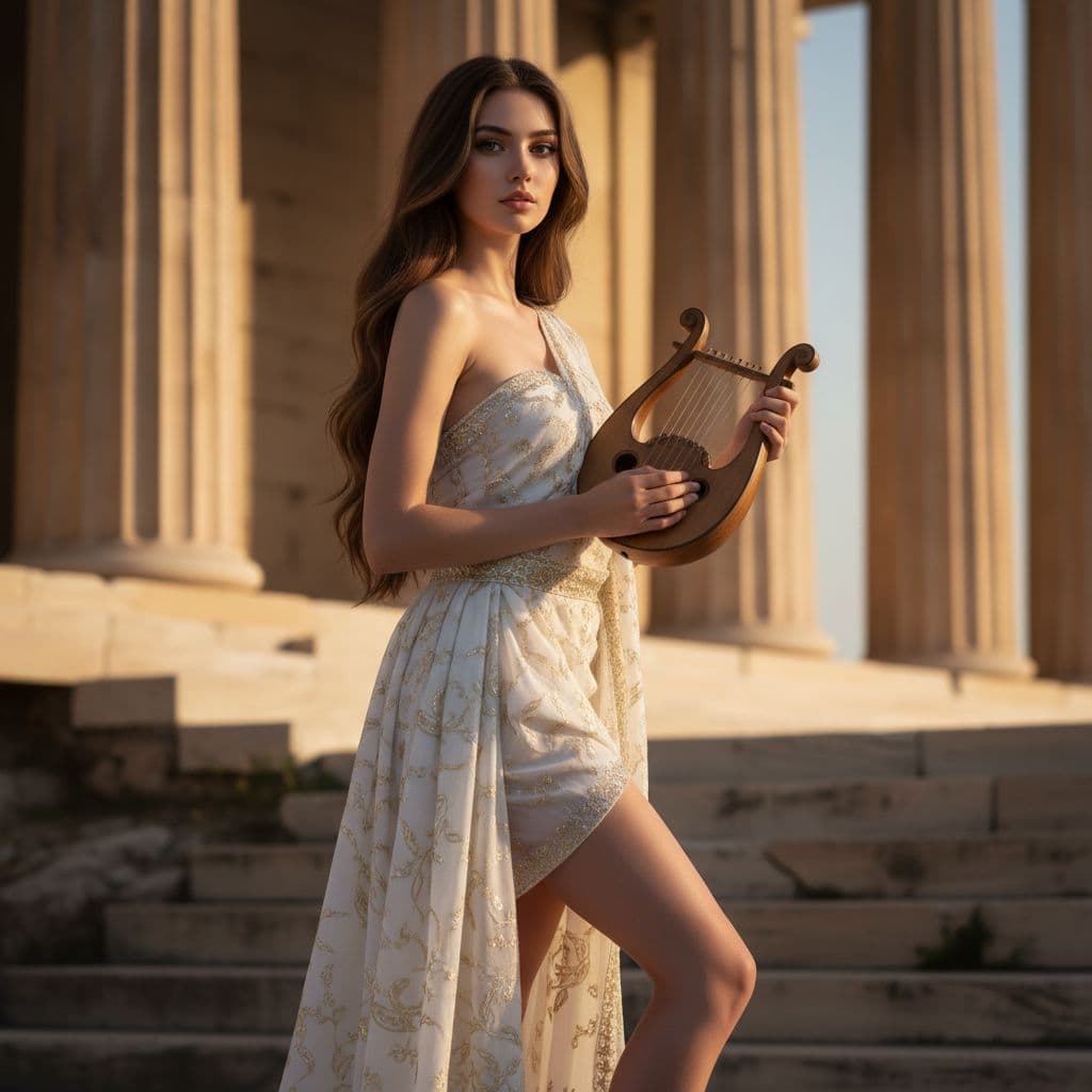 AI generated: A breathtaking digital depiction of a Greece-inspired female figure exuding timeless elegance and wi...