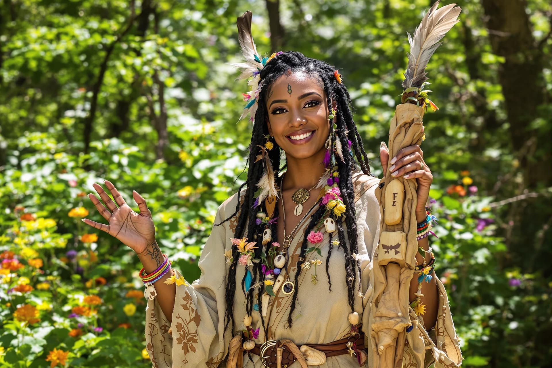 AI generated: The female fertility shaman stands as a symbol of vitality, wisdom, and the nurturing forces of the ...
