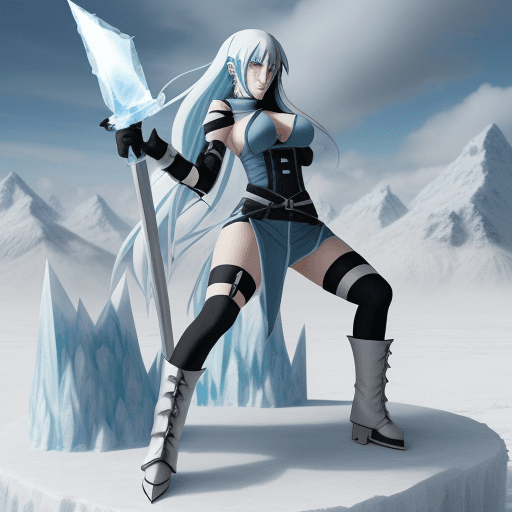 AI generated: Esdeath, character from the anime Akame Ga Kill, in version realistic, on a battlefield using ice po...