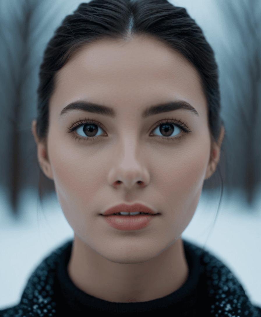 AI generated: Cinematic film still {cinematic portrait, dark theme, frost, future, snow, ice, sharp photo focus, s...