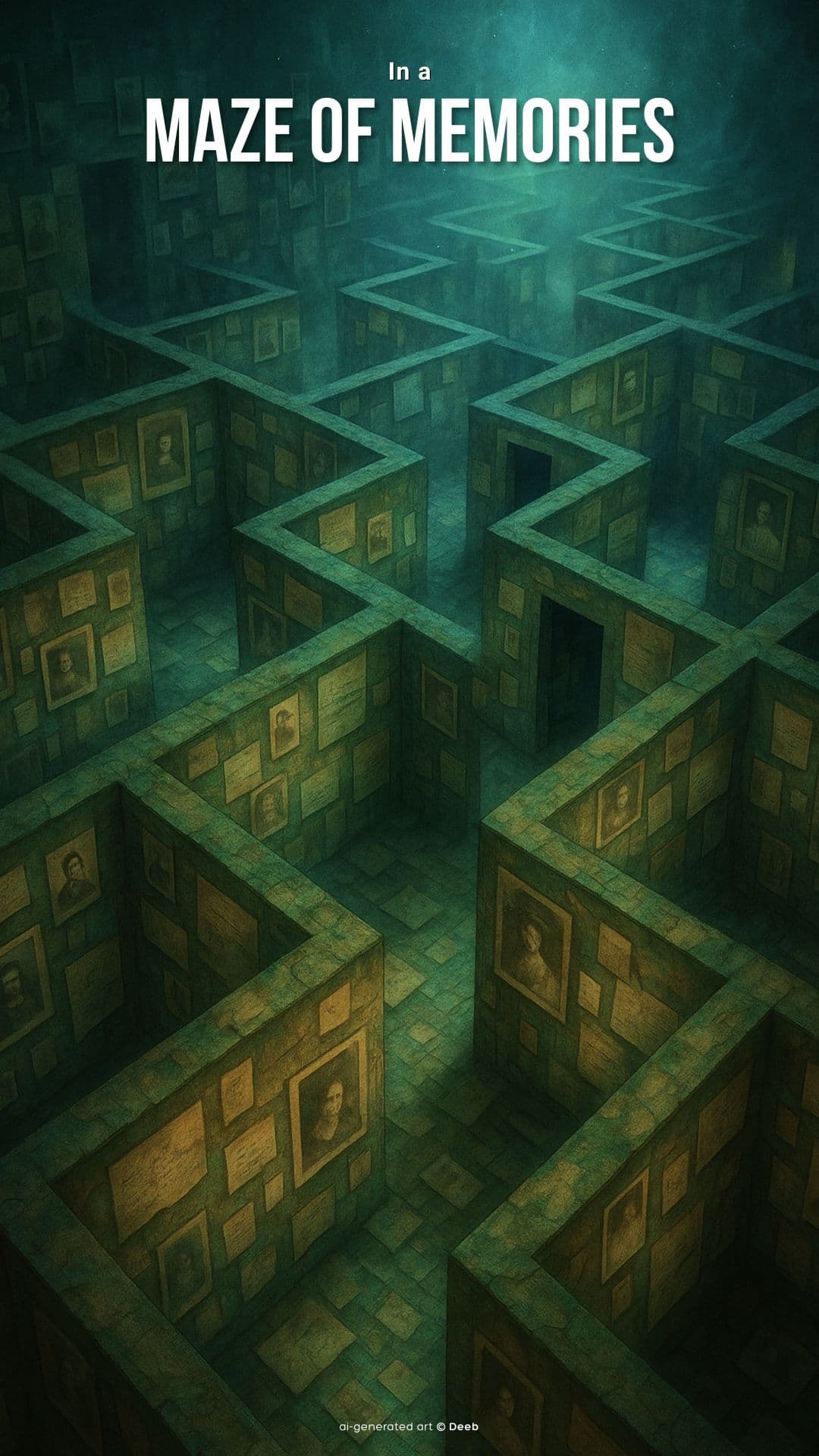 AI generated: A conceptual art piece depicting a memory maze as a network of interconnected pathways, hallways, an...