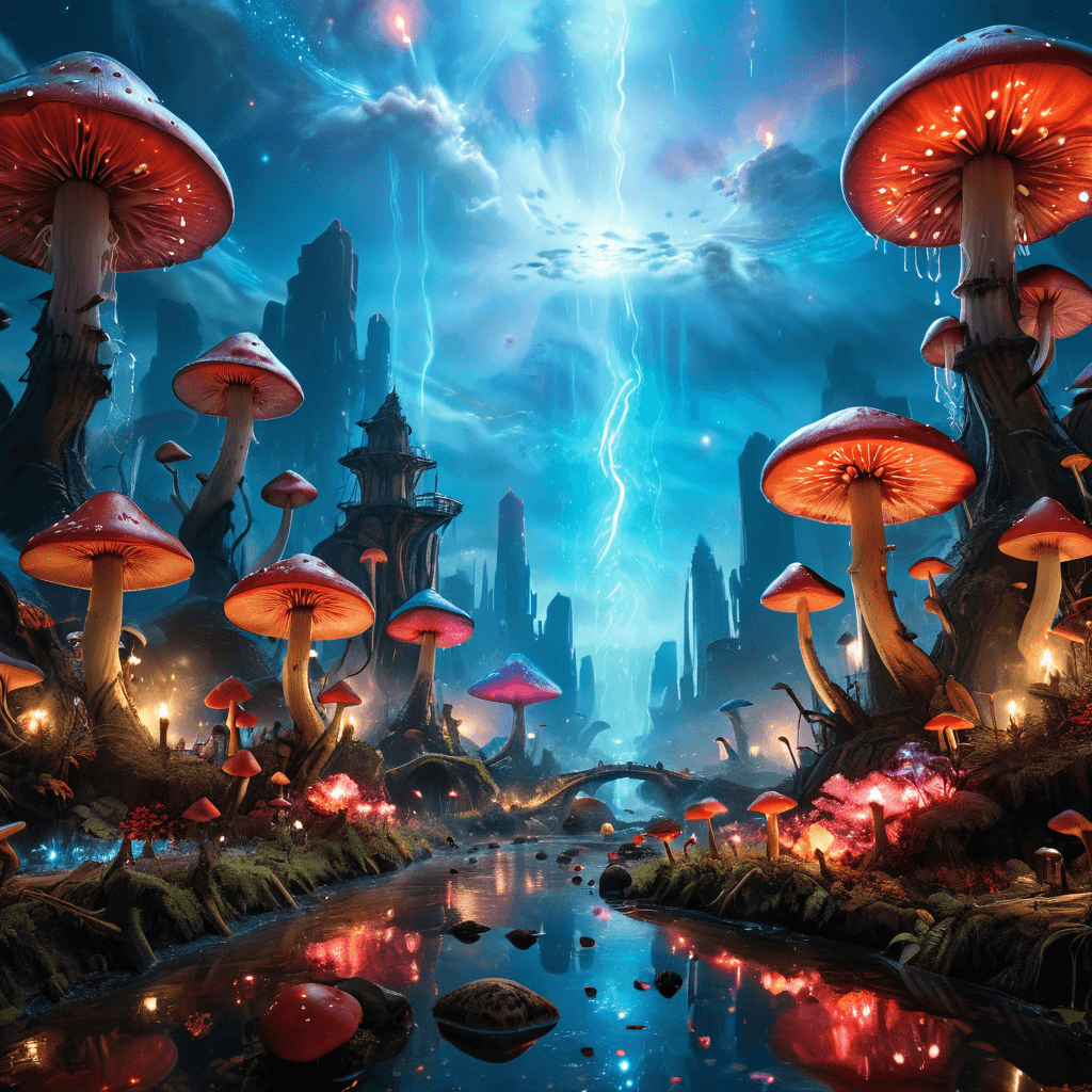 AI generated: surreal atmosphere, city, future, sci-fi, epic fantasy photo, city illuminated by a red and blue lig...