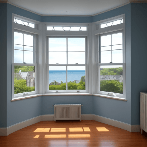 AI generated: photo of a blue bay window 