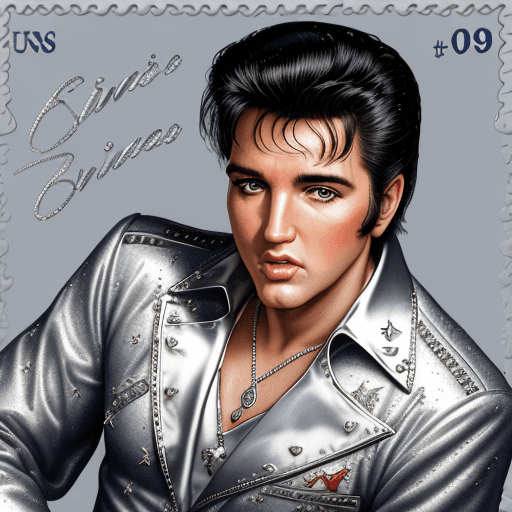 AI generated: Create a new design for The Silver Plated "Elvis Legend" USA Postage Stamp.

The Silver Plated "Elvi...