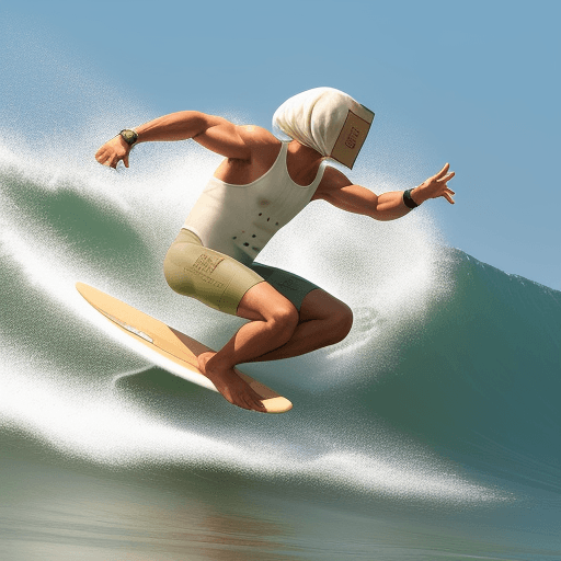 AI generated: A humanized tea bag surfing