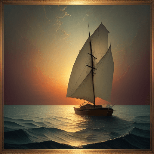 AI generated: a boat sitting in the water during sunset, in the style of agostino arrivabene, calm and serene beau...