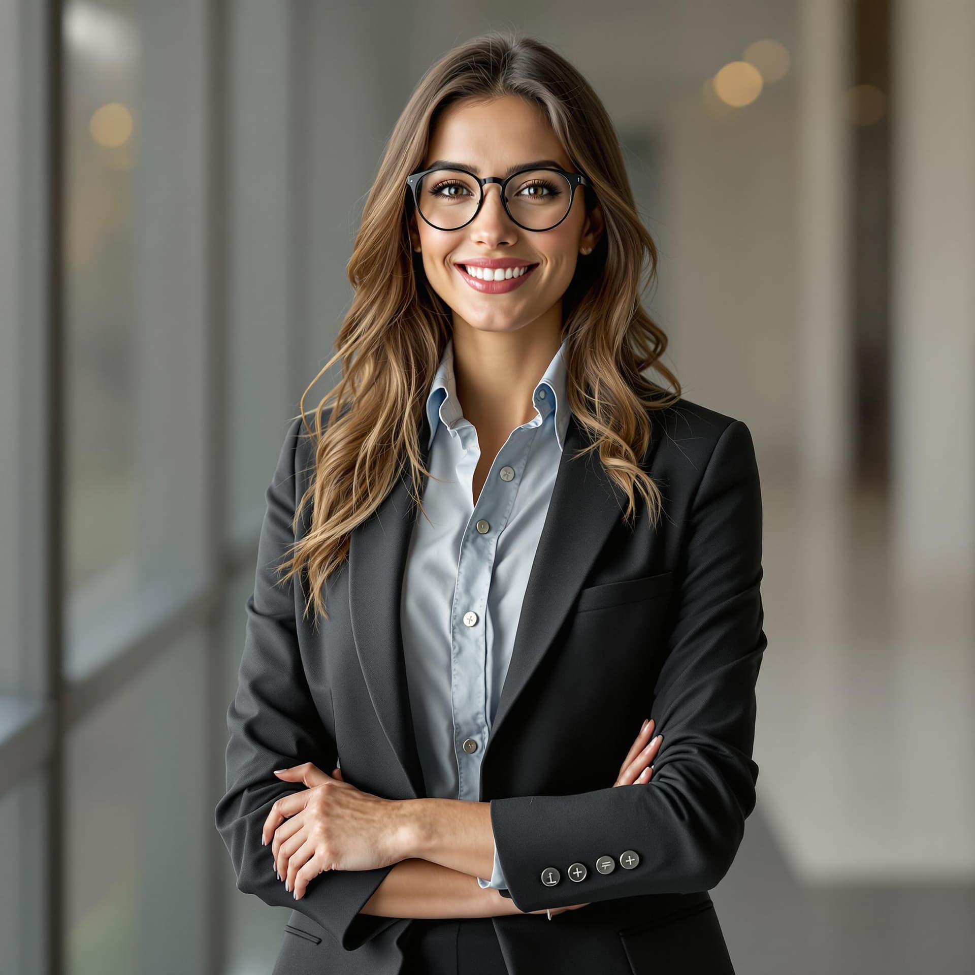 AI generated: female, full body shot of a beautiful professor in a business casual attire