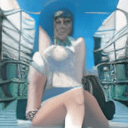 AI generated: (a sexy girl with white skin and the face of a korean supermodel sitting on a stone and show her pus...