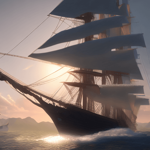 AI generated: Photo of a ultra realistic sailing ship, dramatic light, pale sunrise, cinematic lighting, battered,...