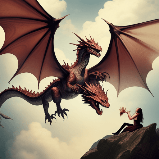 AI generated: A flying dragon eating a woman