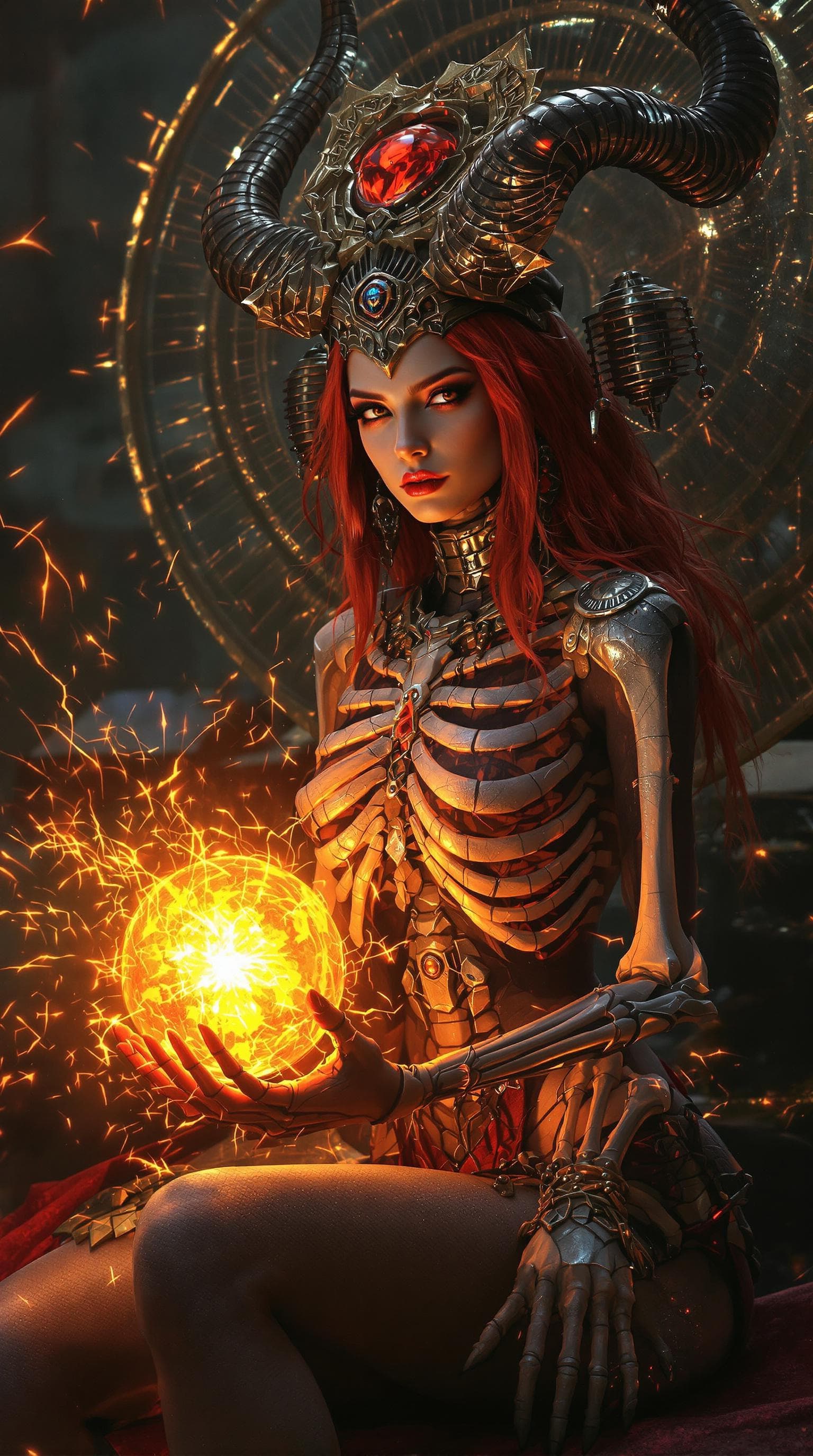 AI generated: a 64K UIHD digital photograph, photorealistic image of a foxy lady holding a glowing magical ball of...