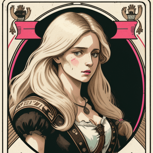 AI generated: illustration of a [white woman] with [half light blonde and half dark brown hair]. [Her hair is shou...