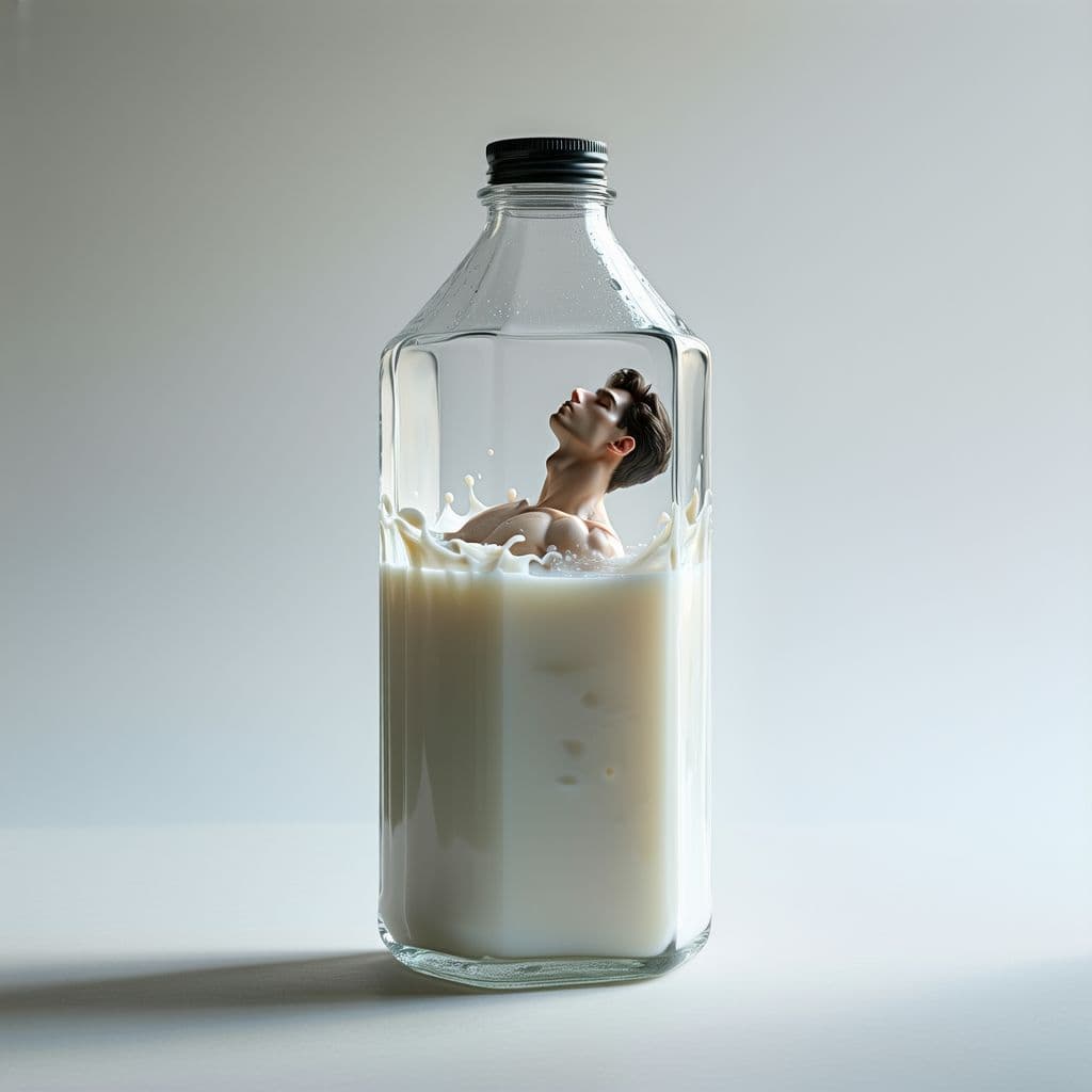 AI generated: An ultra-realistic hexagonal transparent plastic bottle, meticulously detailed with glossy surfaces ...