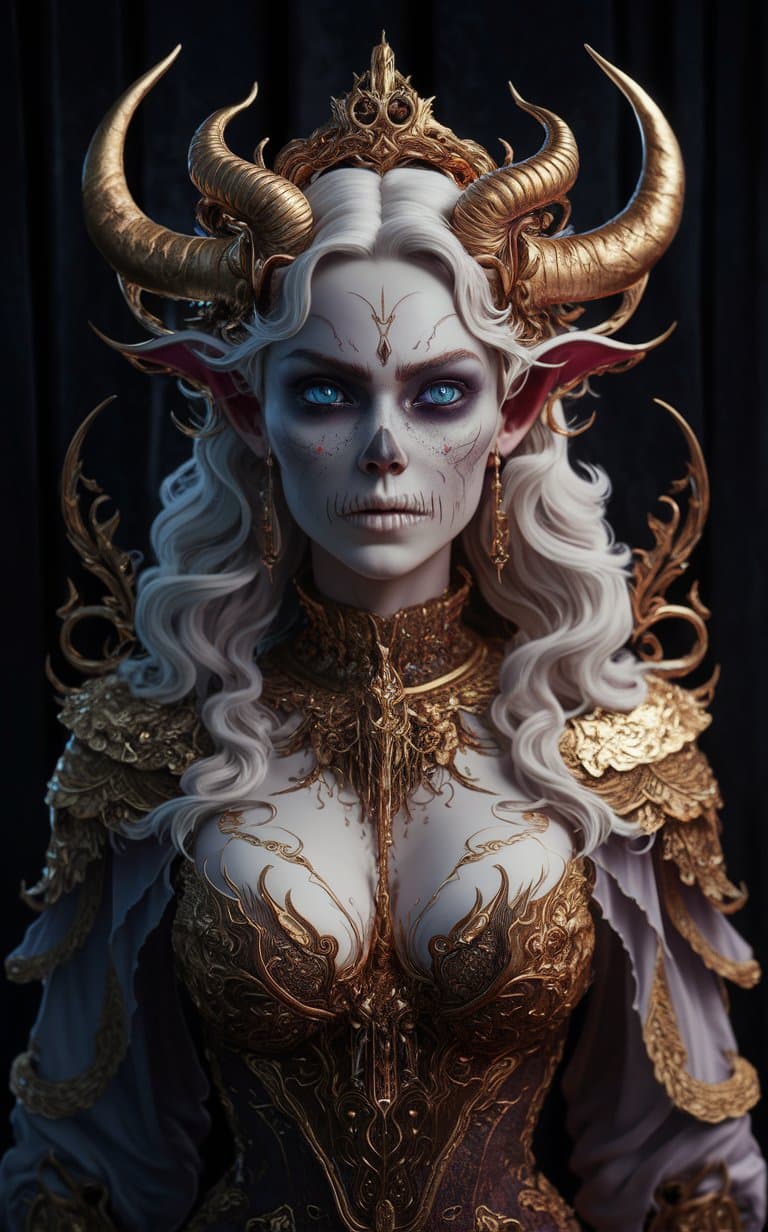 AI generated: Skull demon sorcerer Concept art portrait by Terese Nielsen, Brom, Miho Hirano, hyperdetailed intric...