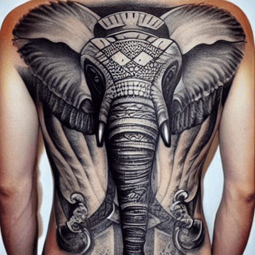 AI generated: BACK TATTOO, ARMOR, ELEPHANT