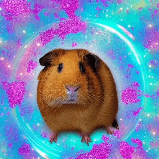 AI generated: a photorealistic portrait of a feminist guinea pig , surrounded by glitter in heaven, beautiful phot...