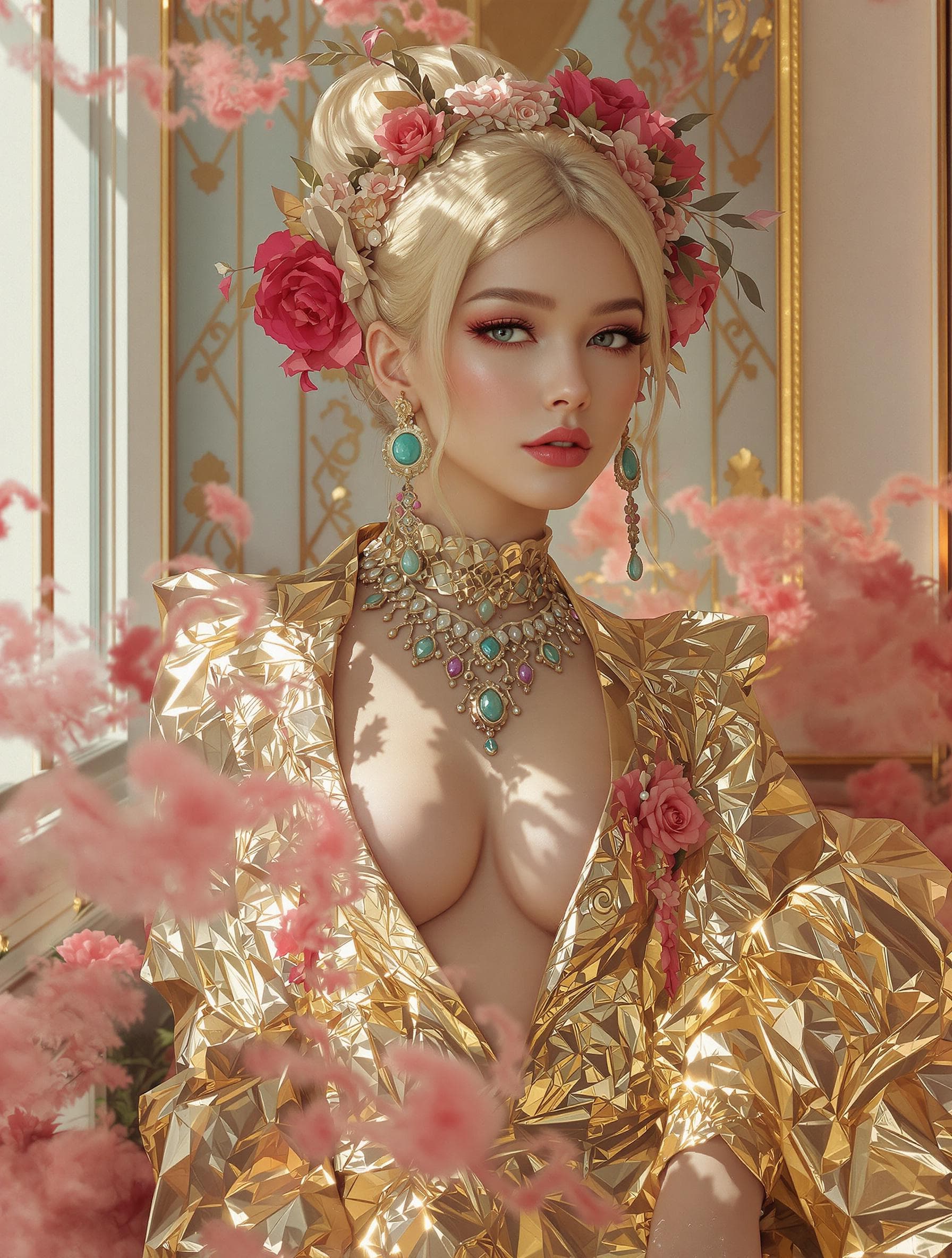 AI generated: eloquent fashion renders by julian, in the style of ilya kuvshinov, golden light, exotic realism, da...