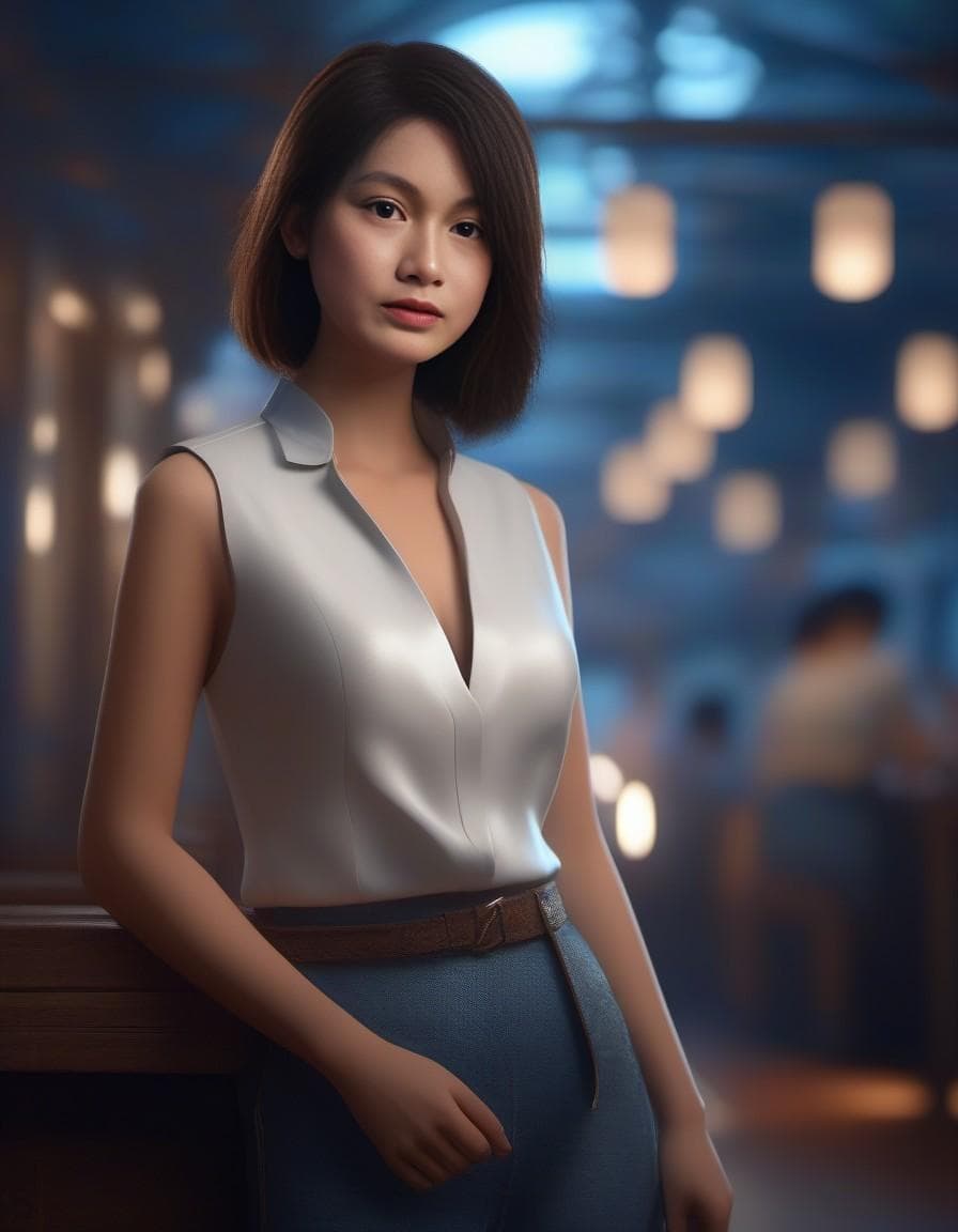 AI generated: Hyperrealistic art niji, stylized by Auguste Lefou, octane render, Woman, majestic, in Evening wear,...