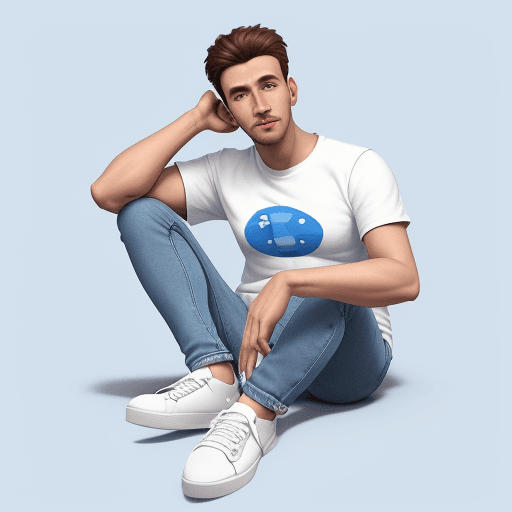 AI generated: Create a 3D illustration of A realistic male human character sitting on a logo of social media with ...