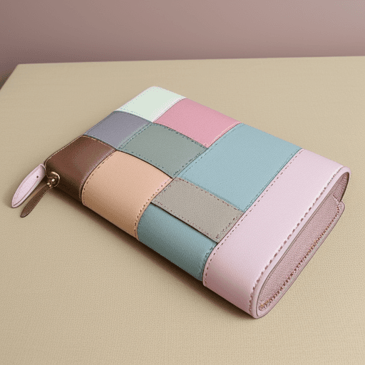 AI generated: photo of a realistic luxury purse, leather and canvas, unique, out of the box, pastel colors 