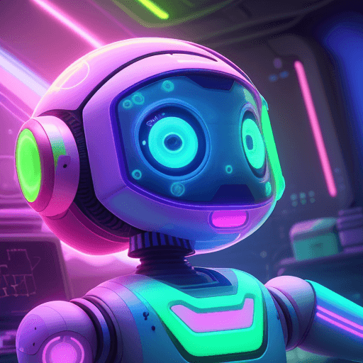 AI generated: a cute colourful robot super Ai other in lab for super computer ,into a fantastical world a iridesce...