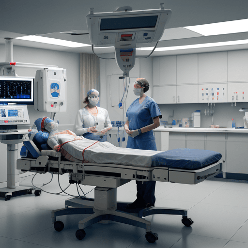 AI generated:  poster of cadiac operation theatre , patient is operating on the OT table by cardiac surgeon which ...