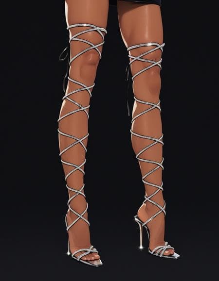 High Heel Lace Up Thigh High Gladiator Sandals (2 Variants) [Pony/Illust]