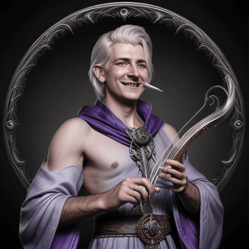 AI generated: Dungeons and Dragons 5e Male Half-Drow Bard, chaotic neutral, airbrushed fantasy artwork, playing th...