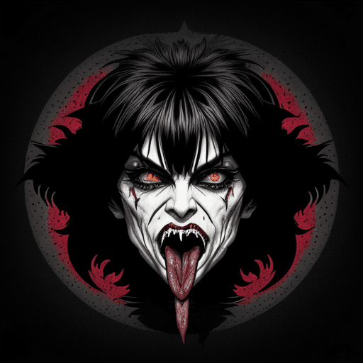 AI generated: Generate an image that captures the essence of the Rolling Stones logo but with a vampiric twist and...