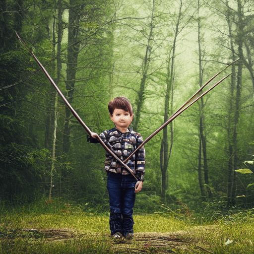AI generated: mksks style, 1boy, hunter with bow drawn, symmetry, full body, standing in center of frame, forest s...