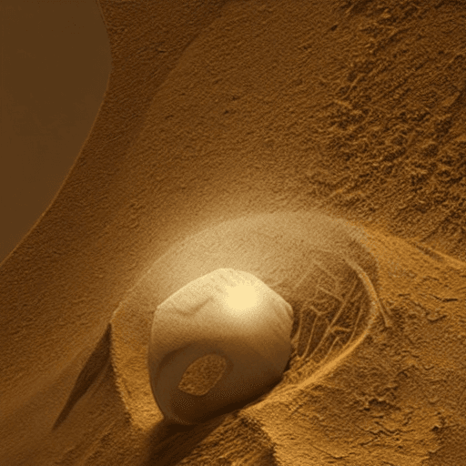 AI generated: The Moon Knight dissolving into swirling sand, volumetric dust, cinematic lighting, close up portrai...