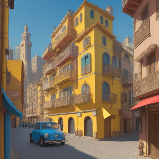 AI generated: a colorful building, in the style of intricate cityscapes, cartoon mis-en-scene, photo-realistic lan...
