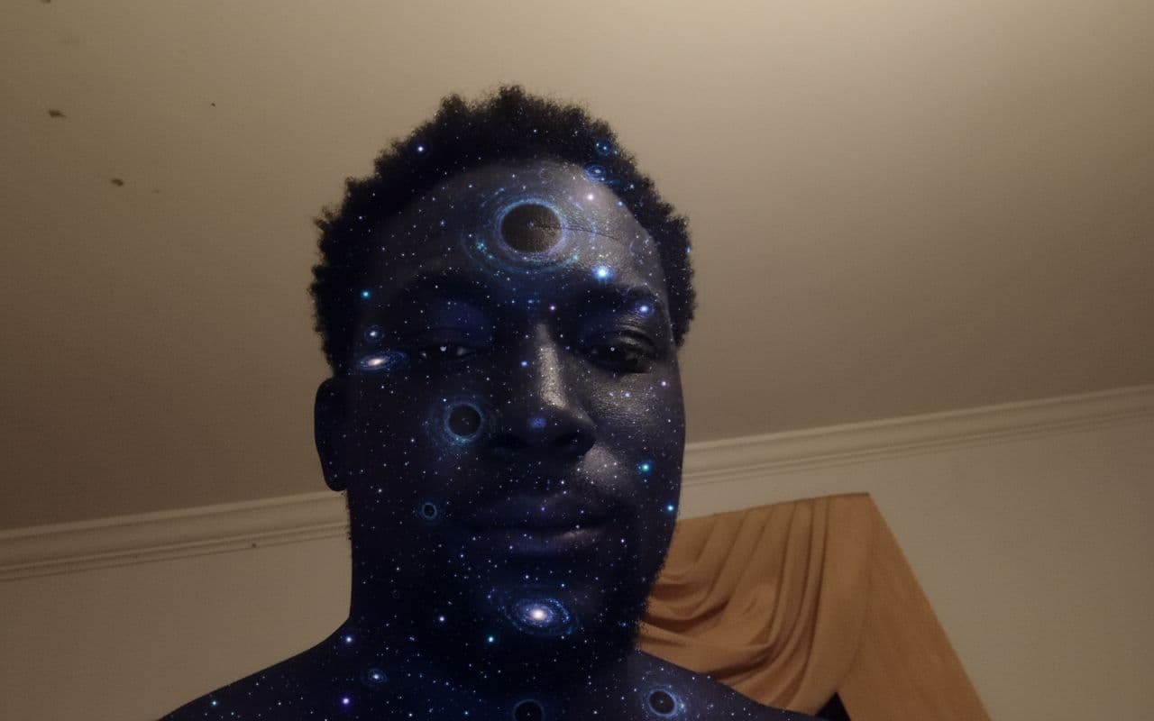 AI generated: In realistic style using said picture as a template, an Original American God from Ethiopian heritag...