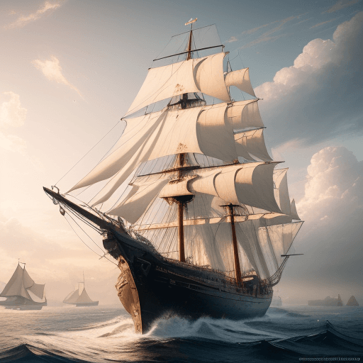 AI generated: Photo of a ultra realistic sailing ship, dramatic light, pale sunrise, cinematic lighting, battered,...