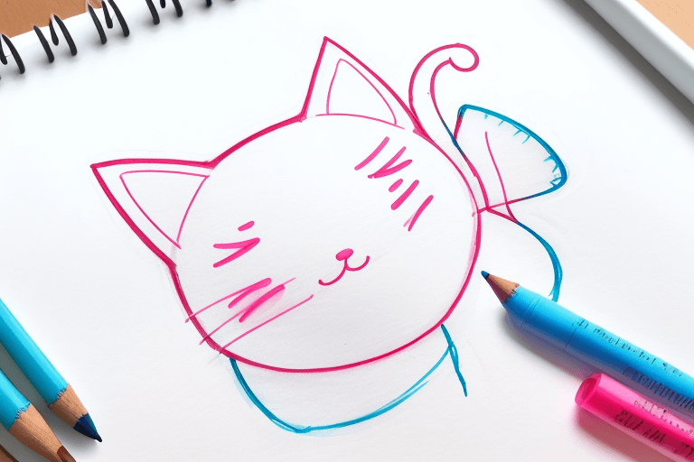 AI generated: Drawing on Christmas writing paper, cute Christmas, for coloring, kitten, cute, baby, Christmas, cut...