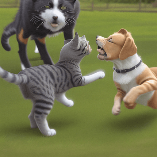 AI generated: cat and dog playing