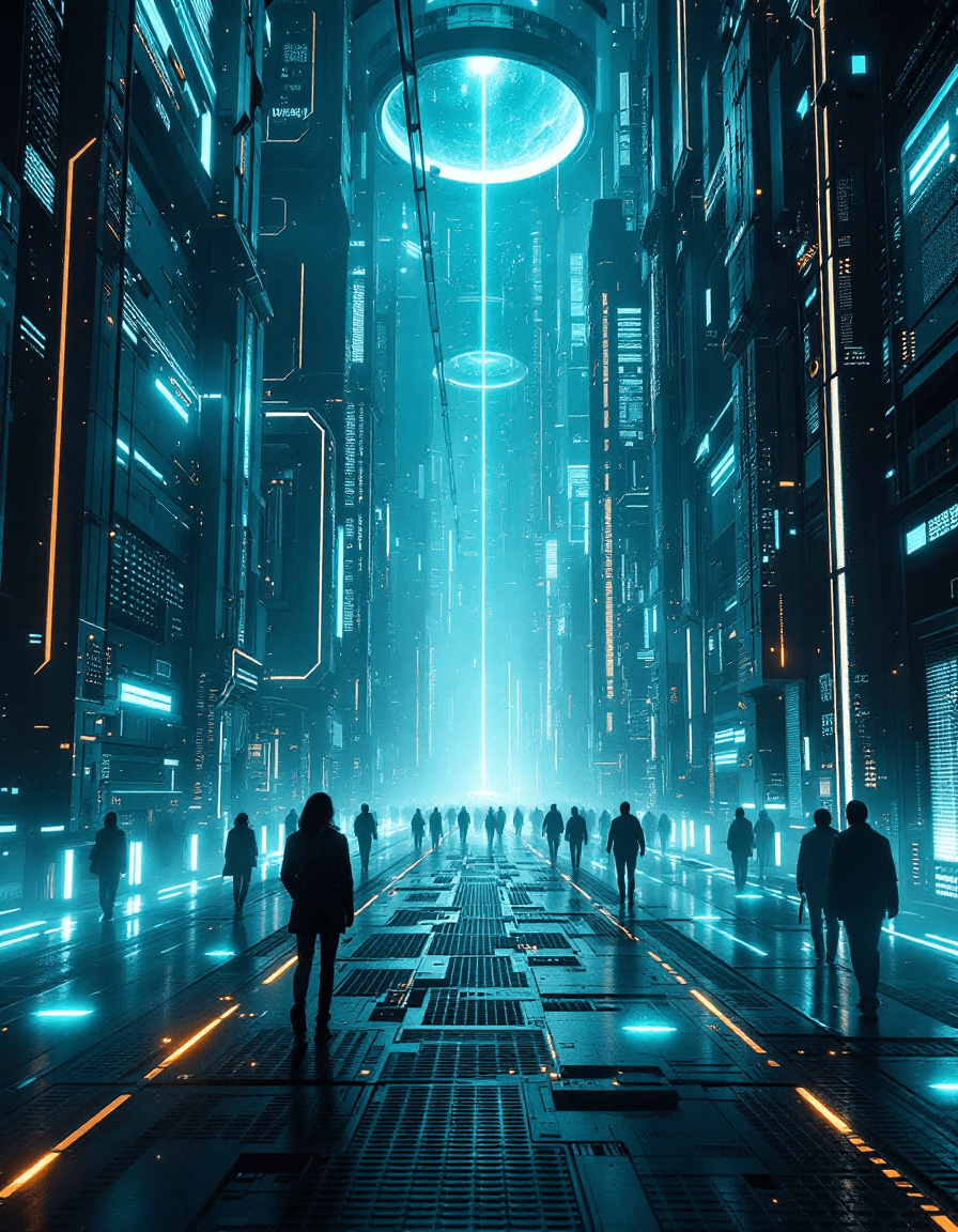 AI generated: A cinematic still from a sci-fi movie (in the style of Futuristic Grid Aesthetics:1.9), ultra sharp