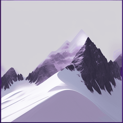 AI generated: Web design style minimalist snowy mountain with a focus on purple, with clear borders