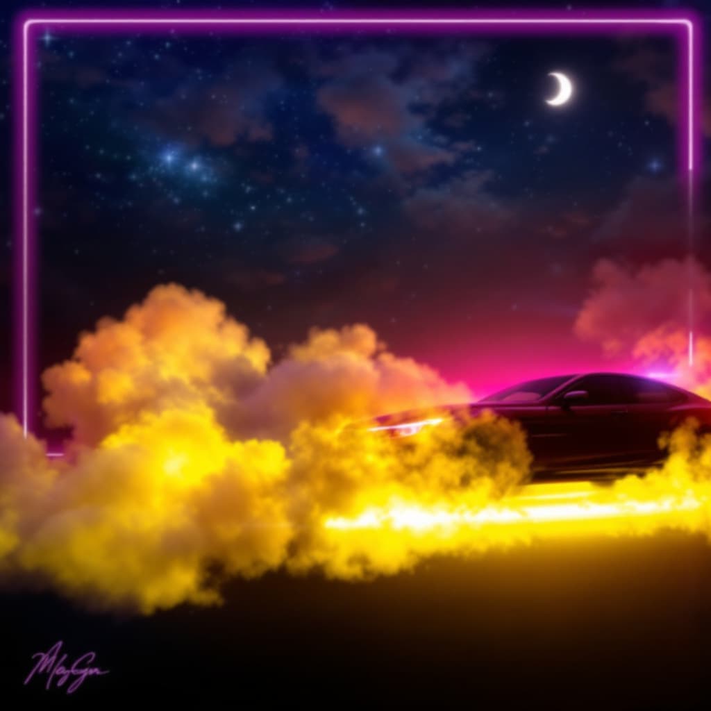 AI generated: car with neon light