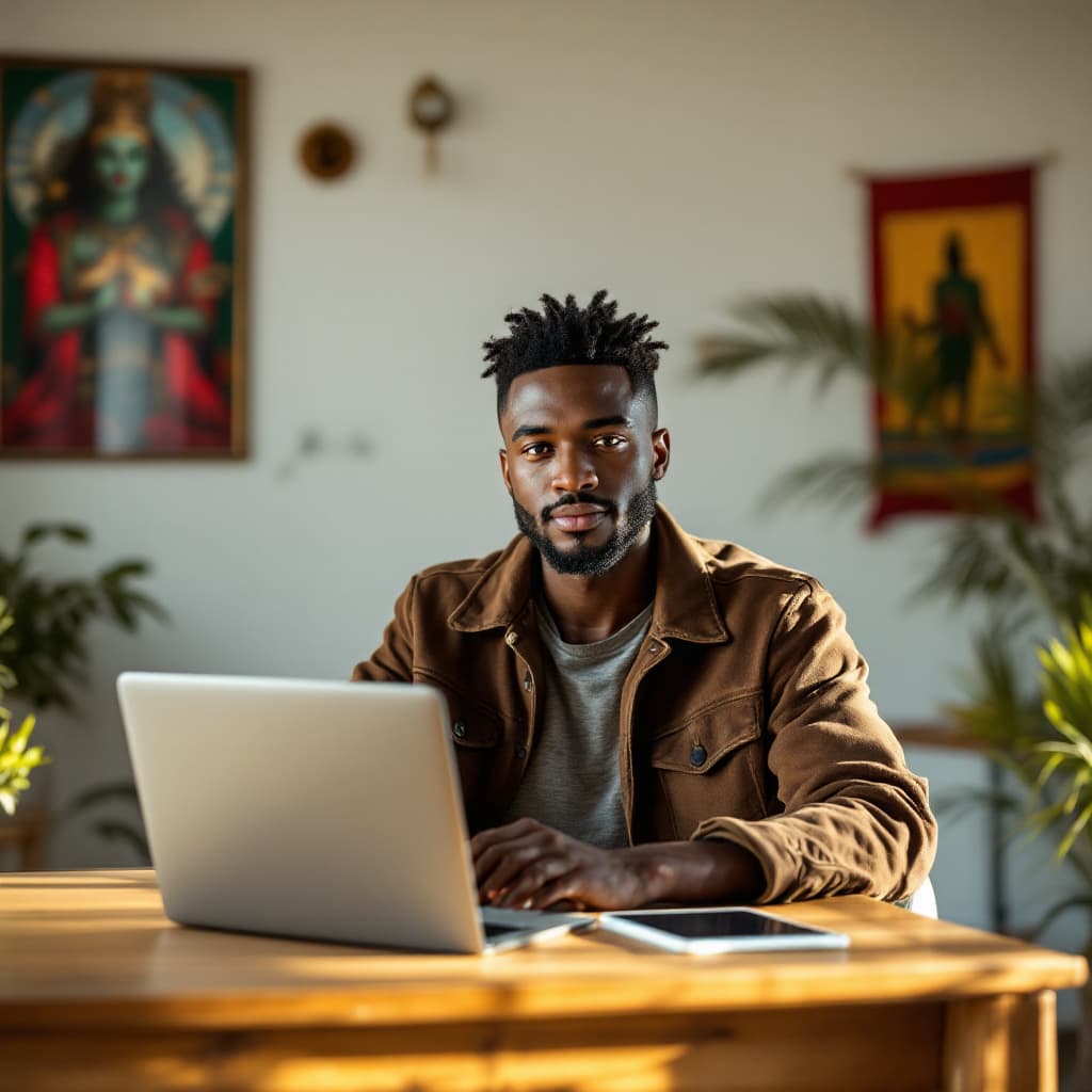 AI generated: A young Ethiopian mechanical engineer in his mid-to-late twenties, with a deep passion for technolog...